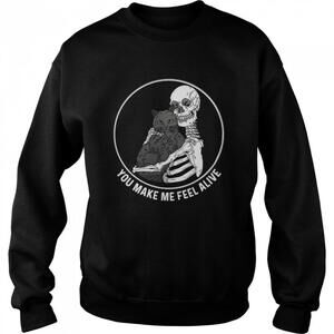 Skellington Hug Cat You Make Me Feel Alive Sweatshirt